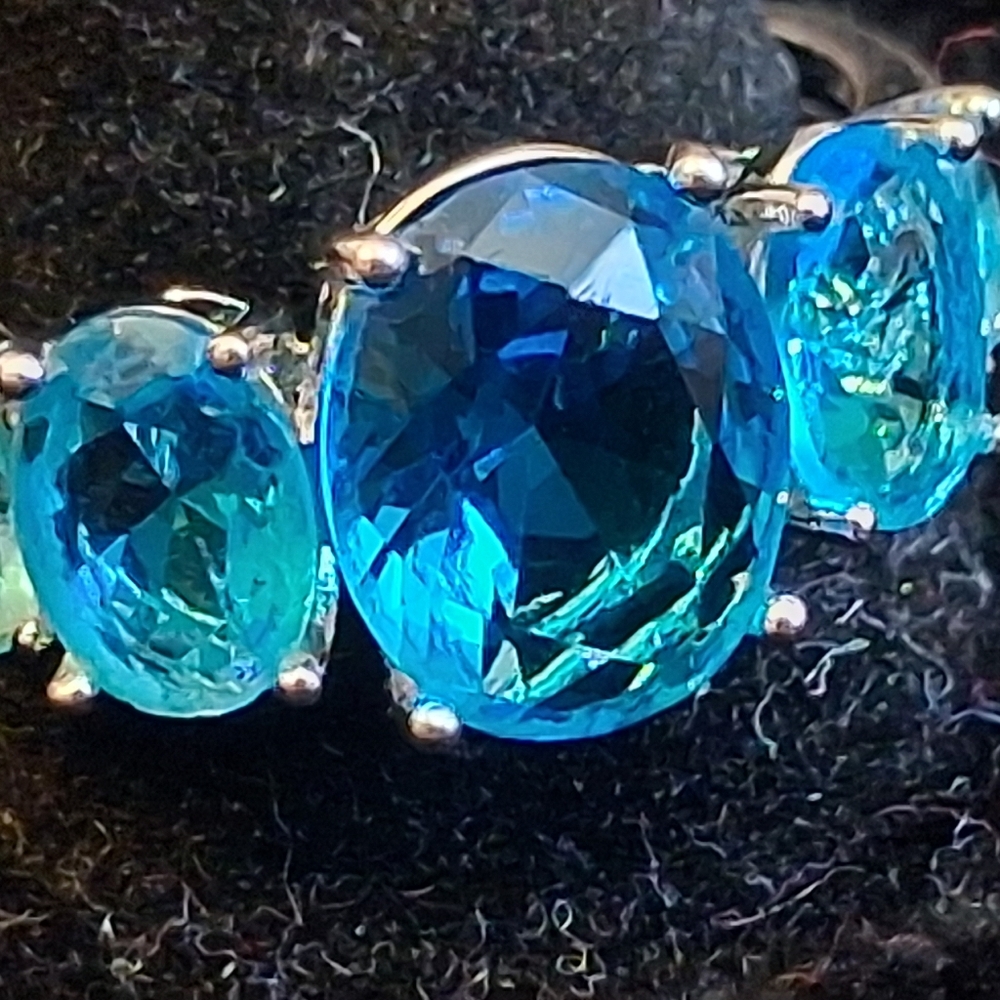 Sterling Silver Blue Gemstone Ring Size 11 1/2